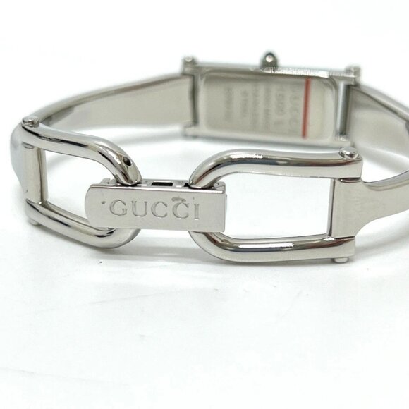 GUCCI 1500L Square Bangle watch quartz Wristwatch SS Silver